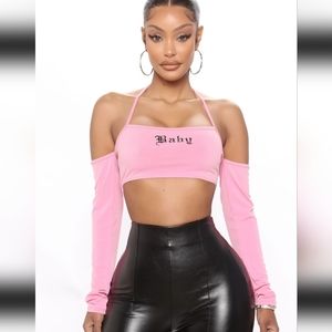 Fashion Nova Baby Pink it's Love Off Shoulder Top Baby XL